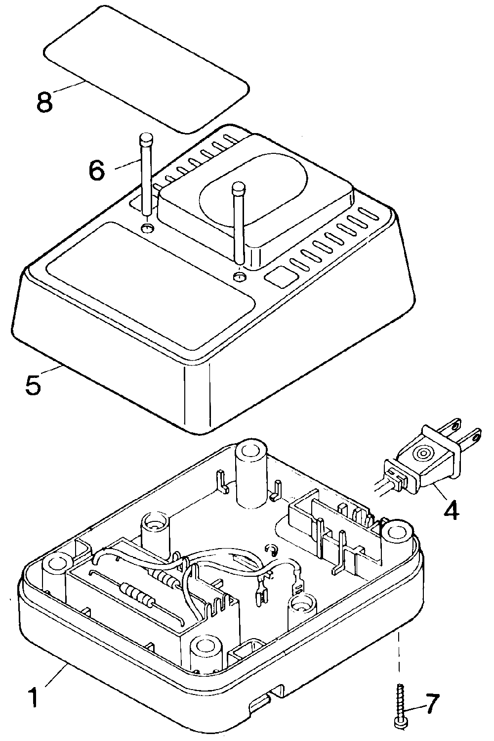 Exploded Diagram A Diagram and Parts List for 98014-25 Type 1 Black and Decker Charger